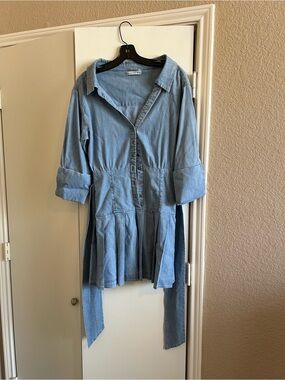 Alice + Olivia Chambray Blue Button-Front Shirt Dress